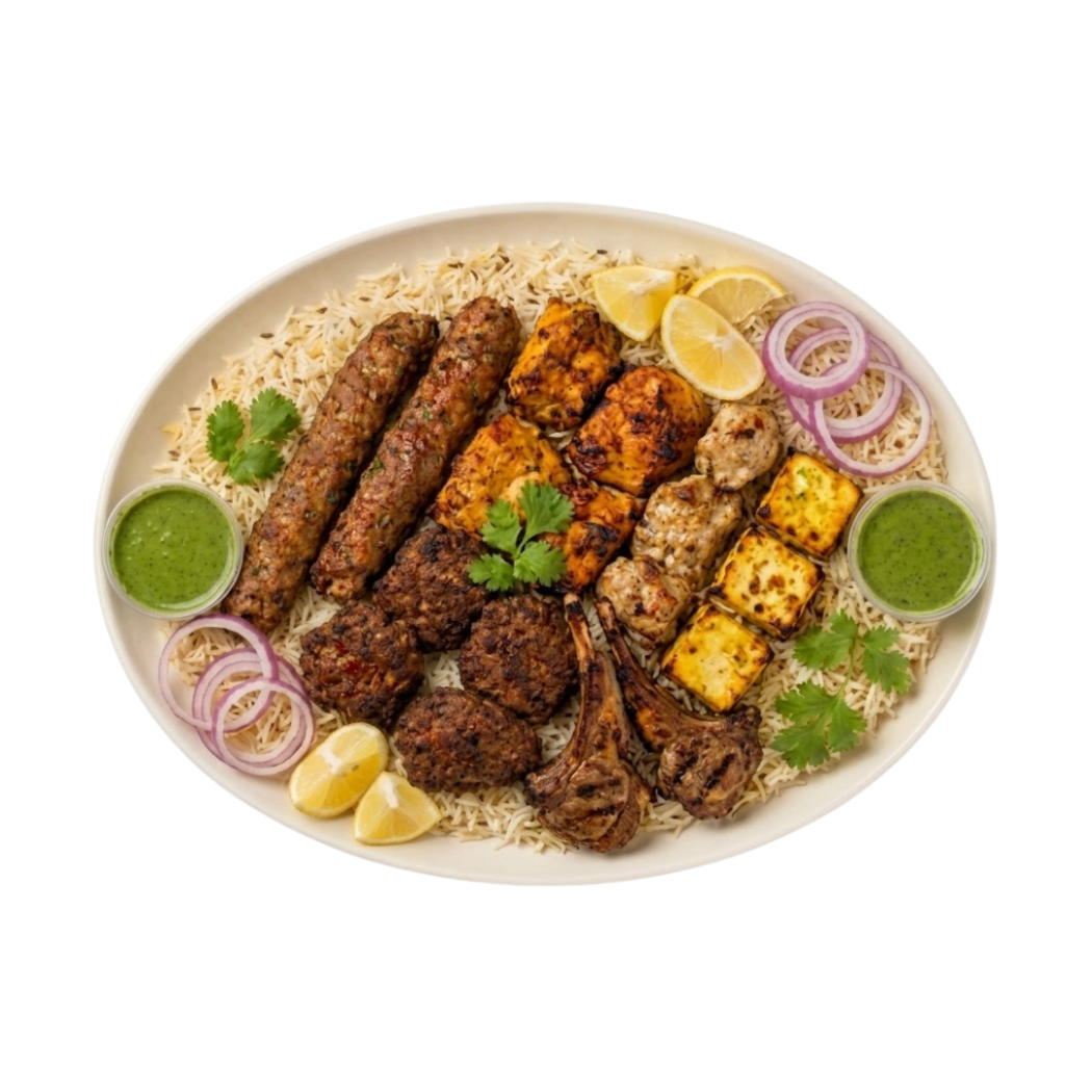 Mixed Kabab Platter (Jumbo+Rice)
