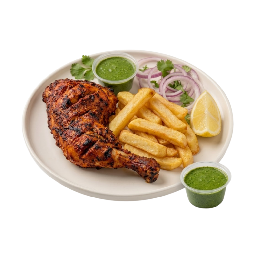 Tandoori Chicken Leg Piece + Chips (1)