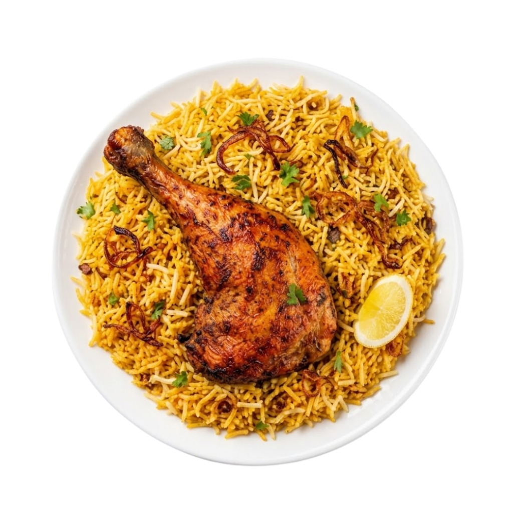 Tandoori Chicken Leg Piece (Rice Meal)